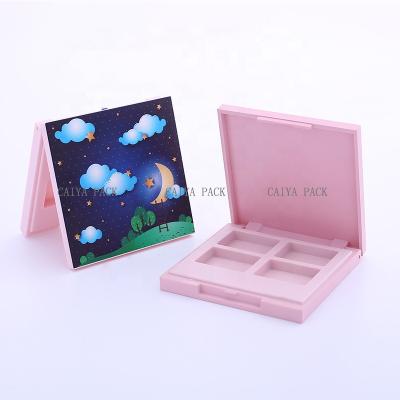 China Recycled Materials 1 2 4 Color Cavities Fit Plastic Cosmetic Empty Eyeshadow Container Eyeshadow Palette Packaging Makeup Case With Mirror for sale