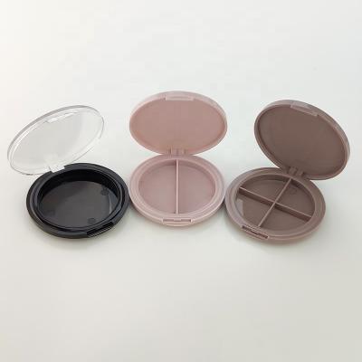 China Recycled Plastic Cosmetic Empty Round 1 2 4 Color Makeup Eyeshadow Materials Cases Custom Eyeshadow Palette Packaging for sale