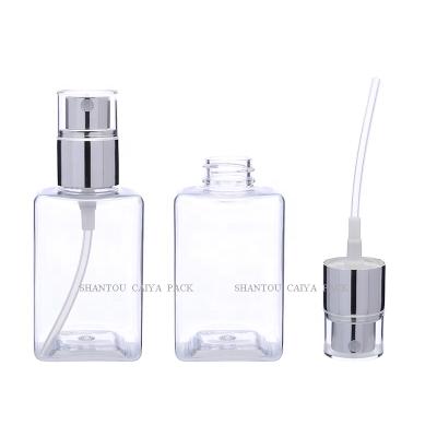 China Fashionable 125ml Square Shaped Refillable Empty Plastic PETG Lotion Spray Pump Bottle For Hand Soap Hair Gel Body Shampoo Cosmetic for sale