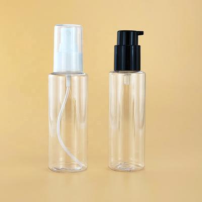 China 100ml PET Round Empty Plastic Cosmetic Hairspray Bottle For Skin Care Lotion Cream for sale