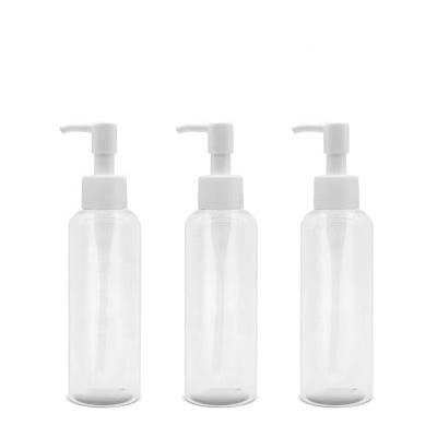 China 150ml Wholesale Clear Cosmetic PET Toner Pump Lotion Plastic Bottles Vial For Makeup Remover Refined Oil Shampoo Bottle for sale