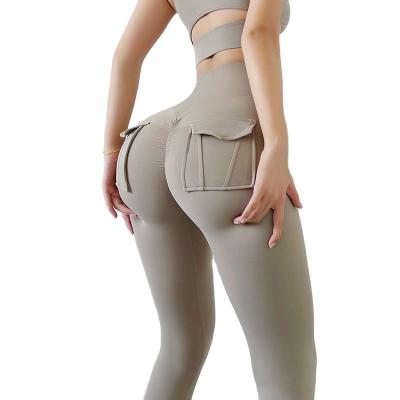 China Naked High Waist Hip Lift Womens Pocket Breathable Fitness Pants for sale