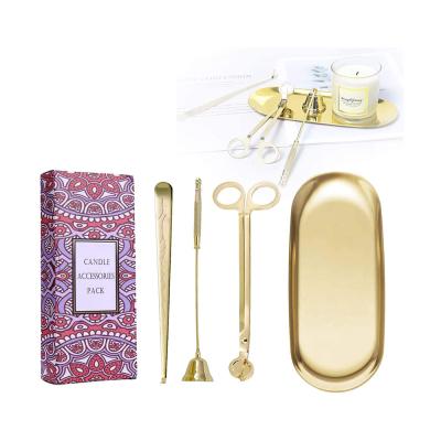 China Embroidery Stainless Steel Candle Accessory Set Candle Wick Trimmer Cutter Sniffer Storage Tray Plate for Candle Love Piece Weeding for sale