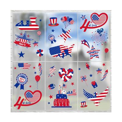 China Strong Adhesive Window Clings Patriotic Stripes Decor, Spring Summer Holiday Gnome Stickers USA Independence Day Stars Wall Home Kitchen for sale