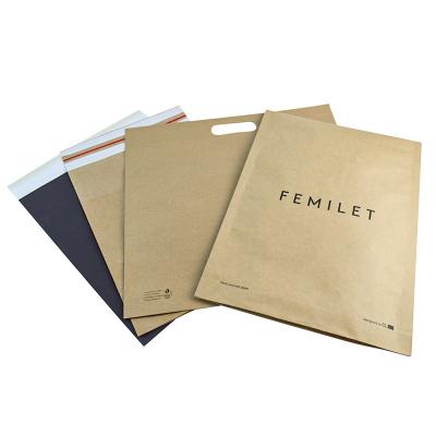 China Recyclable Eco Friendly Mailing Bags Custom Logo Printed Craft Paper Mail Bags For Apparel Express for sale