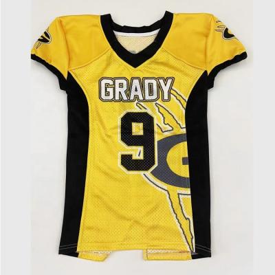 China American Football Antibacterial Custom Sports Wear Practice Jerseys American Football Yellow Black Uniform for sale