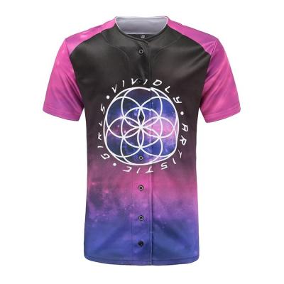 China Antibacterial Custom Printing Purple Color Softball Jersey Sublimation Baseball Uniform With Button for sale