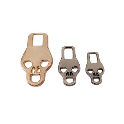 China NO.3#5# Durable Monster Ghost Skull Metal Zipper Main Puller Slider Lovely Fashion And Pull Parts For Garment Bags for sale