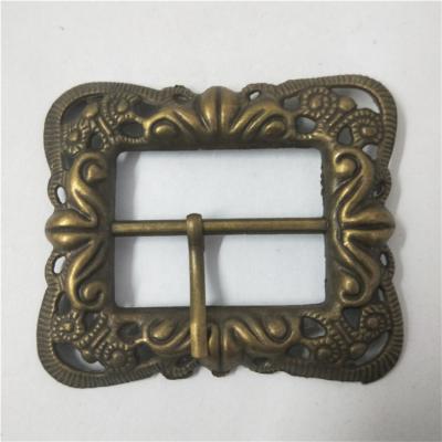 China Retro Pin Buckle Antique Copper Metal Belt Buckle Rectangle Diamond Pin Oval Cut Out Buckle For Garment Bag for sale