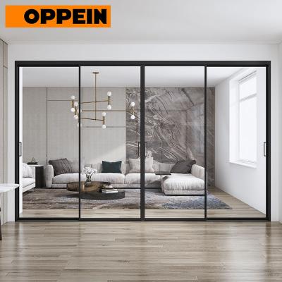 China OPPEIN Modern High Quality Narrow Frame Aluminum Interior Sliding Glass Door for sale