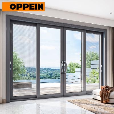 China OPPEIN New Design Luxury High Quality Handles Aluminum Sliding Door With Screen for sale