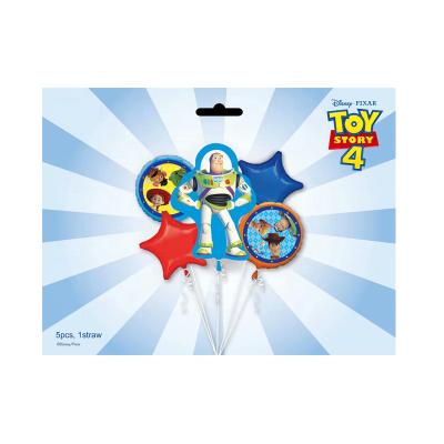 China Advertising Toy 5pcs Toy Story Balloon Pack With 2 Birthday Foil Balloon Set And 2 Round 3D Cartoon Balloon Heart for sale