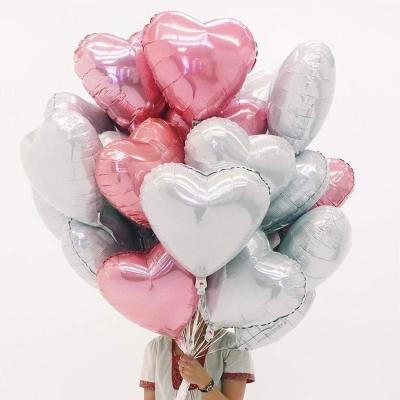 China Advertising Toy Mermaid Balloon 24pcs Heart Shape Foil Balloons Purple 18