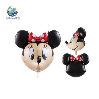 China Disney Series 3D Minnie Mouse Head Foil Balloon 3D Baby Birthday Party Decoration Main Insti Sale Big Balloon for sale