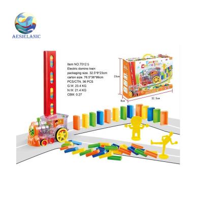 China 2020 Hot Children's Electric Train 80 Pcs Domino Block Set Domino Train Block Educational Toy 27*7.5*13.5cm for sale