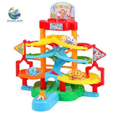 China 2020 New Cartoon Toy Baby Toy Competition Playset Track Tumbler Slide Animal Track Toy Educational Track for sale