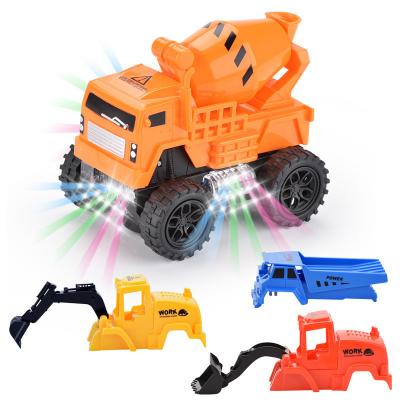 China Kid's toy kids electric diy light construction car toy truck replaceable city car toy for sale