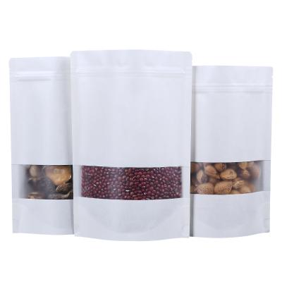 China Longine Moisture Proof Customized Recyclable Rack Up Pocket Zip Lock Dried Biodegradable White Kraft Paper Bag Food Packaging Bag for sale