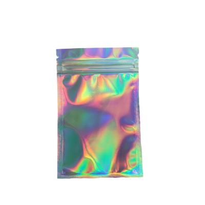 China Longine 97 Moisture Proof Custom Sized 4x6 Inches Rainbow Mylar Holographic Bags Stand Up Pouch Zipper Bags Hologram Resealable Bag for sale