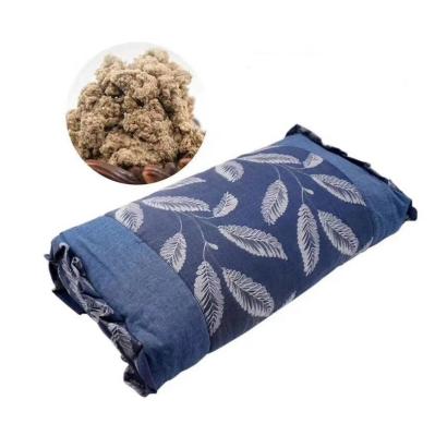 China Relaxed Blue Flower Print Pattern Wormwood Mugwort Pillow Health Care Neck Rests For Sleep for sale