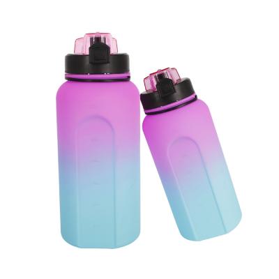 China Sustainable Eco Friendly Sports Custom Tritan Motivational Plastic Water Bottle With Time Marker for sale