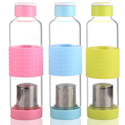 China Factory Price Viable Wholesale Tea Filter Glass Infuser Glass Water Bottle Tea Bottle for sale