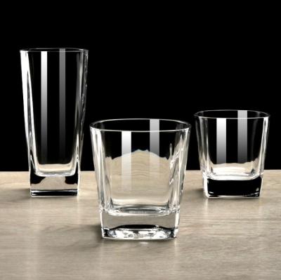 China Wholesale Minimalist Square Whiskey Glass Vintage Whiskey Glass Set of 2 Old Fashioned Whiskey Glasses for sale