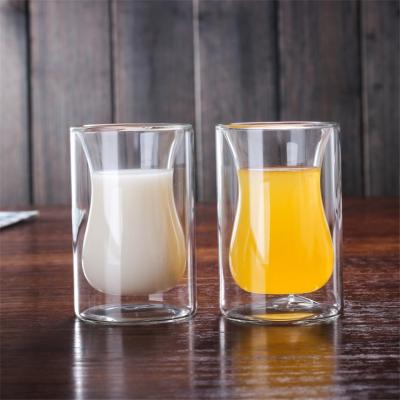 China Wholesale Minimalist Double Wall Borosilicate Cup Milk Glass Juice Breakfast Glass Cup For Sale for sale