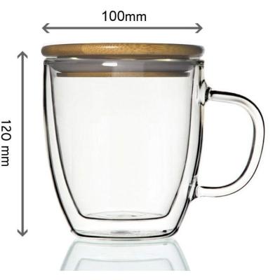 China Wholesale Minimalist Espresso Double Wall Coffee Cup 350ml Double Wall Glass Coffee Mugs With Lid for sale