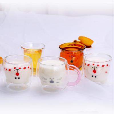 China Wholesale Minimalist Double Wall Glass Animal Shaped Cute Coffee Milk Juice Glass For Home Use for sale