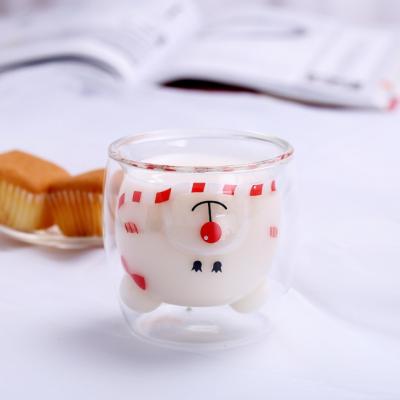 China Minimalist 250ml Design Coffee Cup Glass Mug Cute Animal Bear Clear Double Wall for sale