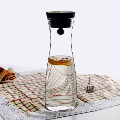 China Minimalist High Borosilicate Coffee Pot Glass Water Bottle Heat Resistant Coffee Pot Large Capacity Glass Cold Bottle for sale