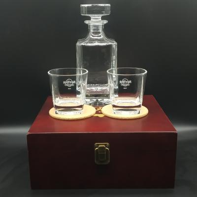 China Handcrafted crystal safe / food / personalized crystal whiskey decanter set with wooden box for sale for sale