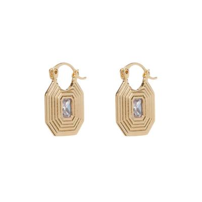 China CLASSIC Ridged Pyramid Dangle Earrings with Rectangular Zircon Inserted OEM 925 Sterling Silver 18k/14k Gold Plated Customizable for sale