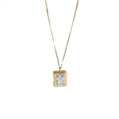 China Fashion Square CLASSIC Sugar Zircon Pendant Necklace For Girls Lead Free Brass/Silver/18K/14K Gold Plated OEM Custom Supplied for sale