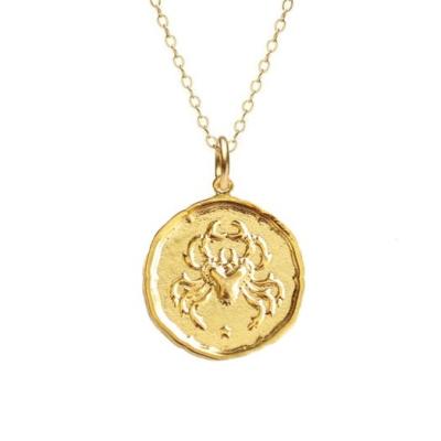 China Vintage Factory Direct Wholesale Silver 925 18K/14K Gold Plated Customizable Fashion 12 Zodiac Coin Necklace OEM Custom Supplied for sale