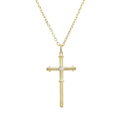 China Religious Christian Cross Necklace 925 Sterling Silver With 18k/14K Gold Plated Simple Design Man Woman Custom OEM Available for sale