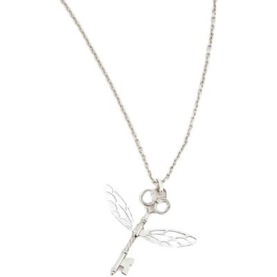 China 925 14KGP 18KGP Cute Brass Silver Angle Wings Fashion Fine Key Necklace Jewelry OEM Cute Girl Necklace Customizable for sale