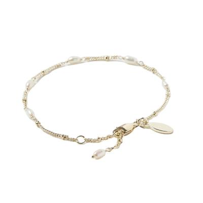 China Cute Spring New OEM 14K 18K Gold Plated Silver Cute Classic Pearl 925 Chain Woman Customized Bracelet for sale