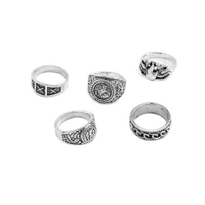 China HHS3 Stainless Steel Punk Rings for Men's X-Letter Patterns Horse Vine Snapping Twisted Rope Patterns Set Antifading Ring for sale