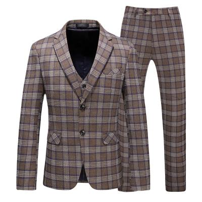 China Hot Selling Men's Breathable Plaid High Quality Crossover Three Piece Business Men Suit for sale