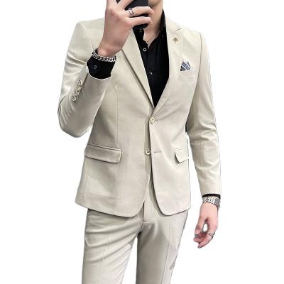 China OEM Fit Design 3 Flip Pockets Retro Country Casual Slim Beige Blazer Casual Corduroy Jacket Corner Lapel OEM Jacket For Men for sale