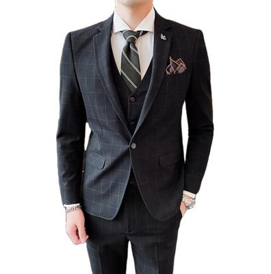 China Anti-wrinkle 2022 spring new high quality men's dress suit three-piece suit (coat + vest + pants) for sale