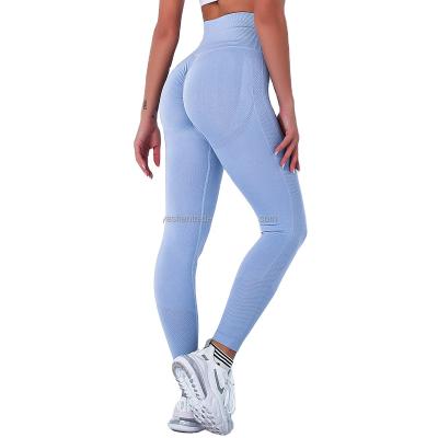 China 2021 Breathable European and American Seamless Waist High Hip Elastic Pantyhose Lifting Pants Knit Peach Hip Yoga Pants Lifting Women for sale