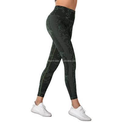 China Breathable Europe And The United States Seamless Slim Hip Yoga Pants Camouflage Running High Waist Sports Hip Fitness Pants for sale