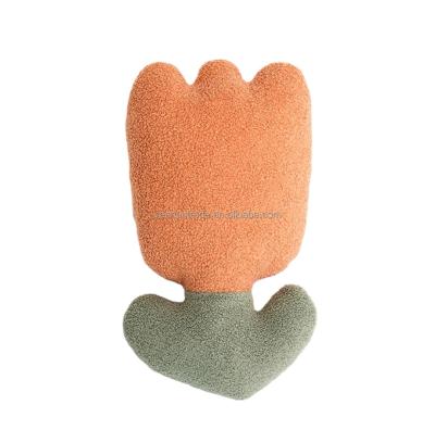 China Lovely Plush Ins Style Tulip Flower Pillow Teddy Shaped Decoration Sofa Toy Cushion for sale