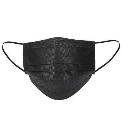 China Wholesale Black Disposable Nonwoven Medical Dustproof Breathable Face Mask Meltblown Face Mask 3ply Adjustable Nosepiece Spot Sales for sale