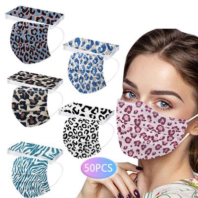 China Breathability Adult Disposable Three-Layer Meltblown Printing Protective Face Maskss New Leopard Print Face Maskss for sale