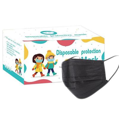 China Wholesale Kids Black Disposable Face Mask Comfortable Fit 3 Ply Dustproof Breathable Face Mask for sale