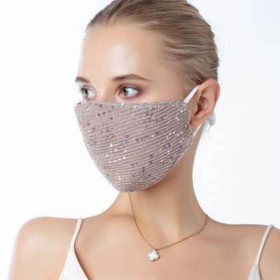 China Breathability Shiny Silk Sequins Maskss Personality Fashion Slim Cotton Maskss Christmas for sale